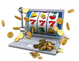 PLaying pokies on laptop